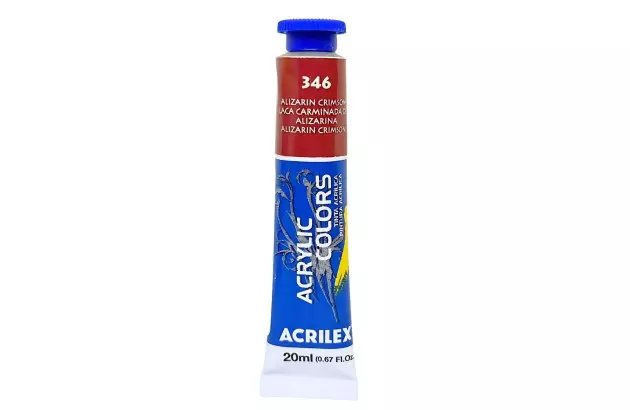 TINTA ACRÍLICA PARA TELA ACRYLIC COLORS 20ML ALIZARIN CRIMSON 346 - UNIDADE | ACRILEX 13123