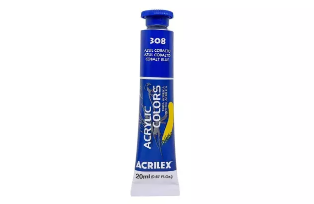 TINTA ACRÍLICA PARA TELA ACRYLIC COLORS 20ML AZUL COBALTO 308 - UNIDADE | ACRILEX 13123