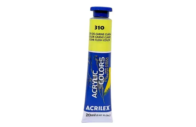 TINTA ACRÍLICA PARA TELA ACRYLIC COLORS 20ML COR DE CARNE CLARA 310 - UNIDADE | ACRILEX 13123