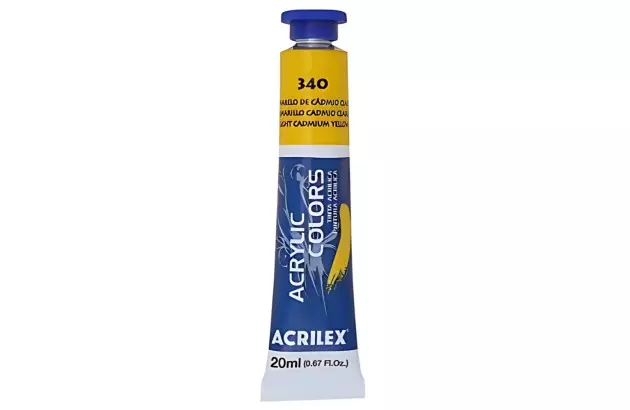 TINTA ACRÍLICA PARA TELA ACRYLIC COLORS 20ML AMARELO DE CÁDMIO CLARO 340 - UNIDADE | ACRILEX 13123