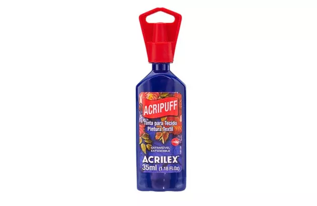 TINTA ACRIPUFF PARA TECIDO 35ML AZUL COBALTO 502 - EXPANSÃO A CALOR | ACRILEX 4812