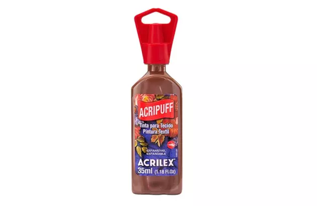 TINTA ACRIPUFF PARA TECIDO 35ML MARROM 531 - EXPANSÃO A CALOR | ACRILEX 4812