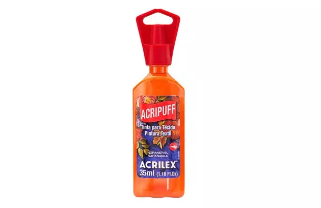 TINTA ACRIPUFF PARA TECIDO 35ML LARANJA 517 – EXPANSÃO A CALOR | ACRILEX 4812