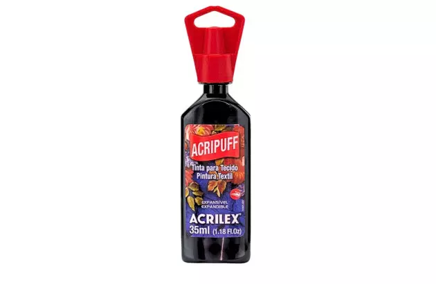 TINTA ACRIPUFF PARA TECIDO 35ML PRETO 520 – EXPANSÃO A CALOR | ACRILEX 4812