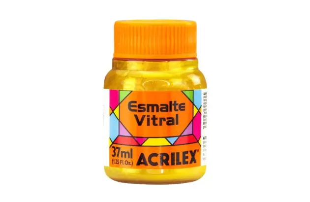 TINTA ESMALTE VITRAL 37ML DOURADO SOLAR 598 - UNIDADE | ACRILEX 8340