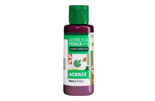 TINTA ACRILICA FOSCA ARTESANATO 60ML VINHO 565 – UNIDADE | ACRILEX 3560