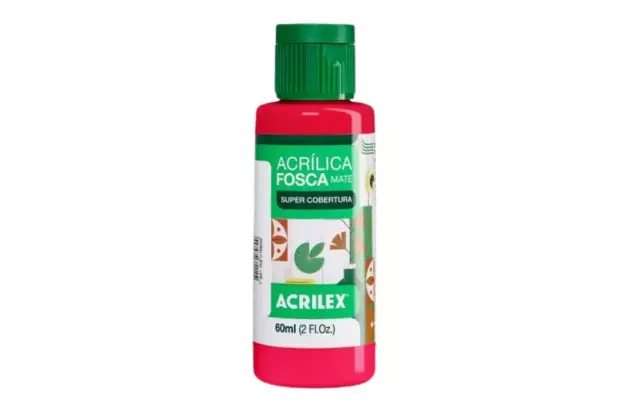 TINTA ACRILICA FOSCA ARTESANATO 60ML VERMELHO FOGO 507 – UNIDADE | ACRILEX 3560