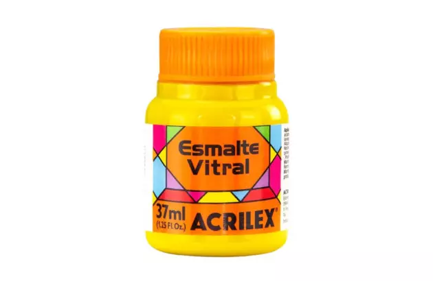 TINTA ESMALTE VITRAL 37ML AMARELO 522 - UNIDADE | ACRILEX 8340
