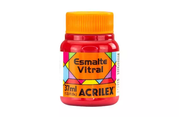 TINTA ESMALTE VITRAL 37ML VERMELHO 523 - UNIDADE | ACRILEX 8340
