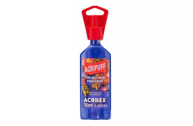 TINTA ACRIPUFF PARA TECIDO 35ML AZUL TURQUESA 501 - EXPANSÃO A CALOR | ACRILEX 4812