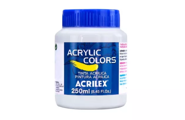 TINTA ACRÍLICA PARA TELA ACRYLIC COLORS 250ML BRANCO DE TITÂNIO 319 - UNIDADE | ACRILEX 13125