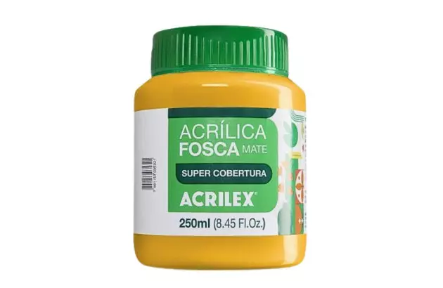 TINTA ACRILICA FOSCA ARTESANATO 250ML AMARELO CADMIO 536 – UNIDADE | ACRILEX 3525