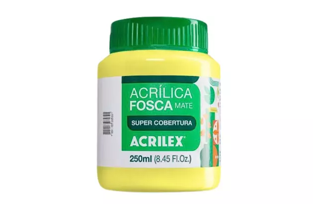 TINTA ACRILICA FOSCA ARTESANATO 250ML AMARELO LIMÃO 504 – UNIDADE | ACRILEX 3525
