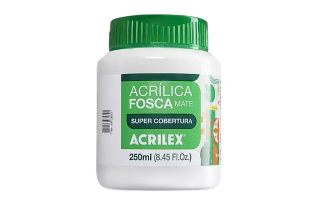TINTA ACRILICA FOSCA ARTESANATO 250ML BRANCO 519 – UNIDADE | ACRILEX 3525