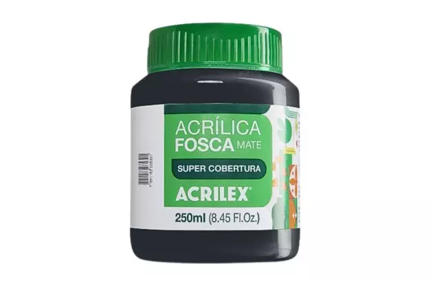 TINTA ACRILICA FOSCA ARTESANATO 250ML PRETO 520 – UNIDADE | ACRILEX 3525