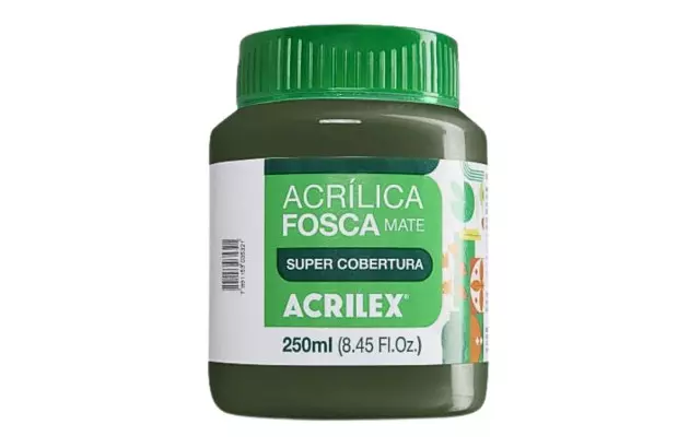 TINTA ACRILICA FOSCA ARTESANATO 250ML VERDE OLIVA 545 – UNIDADE | ACRILEX 3525
