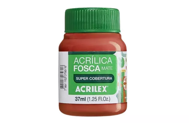 TINTA ACRÍLICA FOSCA 37ML VERMELHO FOGO 507 MATE - SUPER COBERTURA | ACRILEX 3540