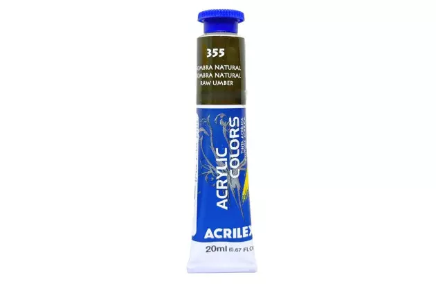 TINTA ACRÍLICA PARA TELA ACRYLIC COLORS 20ML SOMBRA NATURAL 355 - UNIDADE | ACRILEX 13123