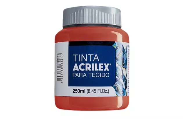 TINTA PARA TECIDO FOSCA 250ML VERMELHO ESCARLETE 508 - UNIDADE | ACRILEX 4125
