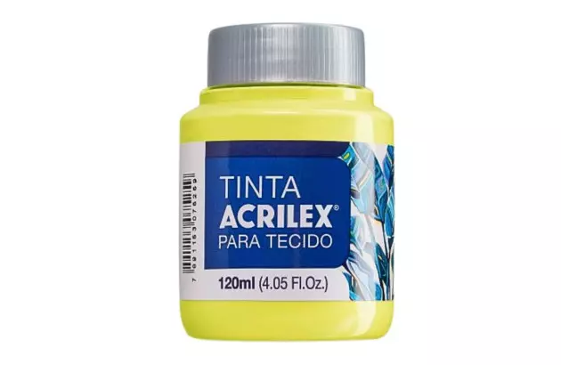 TINTA PARA TECIDO FOSCA 120ML AMARELO LIMÃO 504 - UNIDADE | ACRILEX  4112