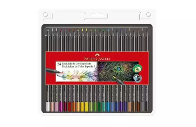 LÁPIS DE COR SUPERSOFT 24 CORES ECOLÁPIS FABER CASTELL