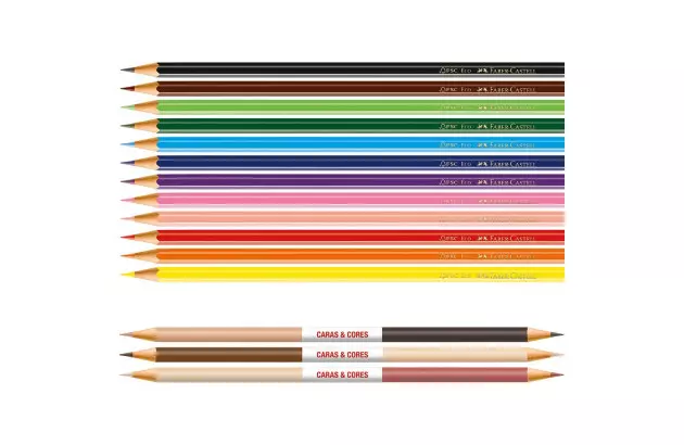 LAPIS DE COR 24 + 3 TONS DE PELE ECOLAPIS CARAS E CORES FABER CASTELL