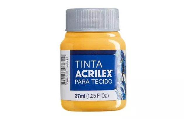 TINTA PARA TECIDO FOSCA 37ML AMARELO GEMA 833 ACRILEX 4140
