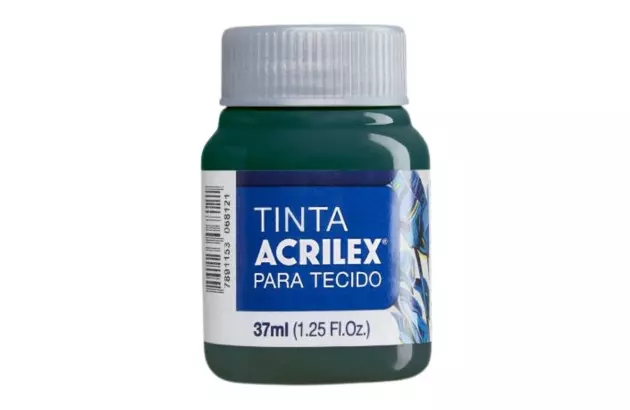 TINTA PARA TECIDO FOSCA 37ML CINZA ONIX 629 ACRILEX 4140