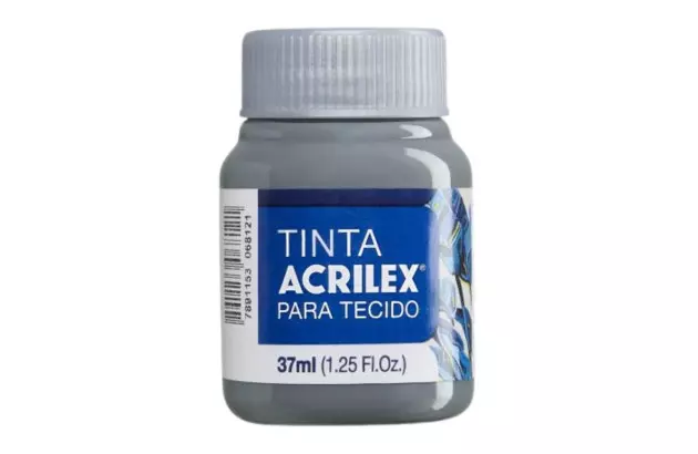 TINTA PARA TECIDO FOSCA 37ML CINZA 933 - UNIDADE | ACRILEX 4140