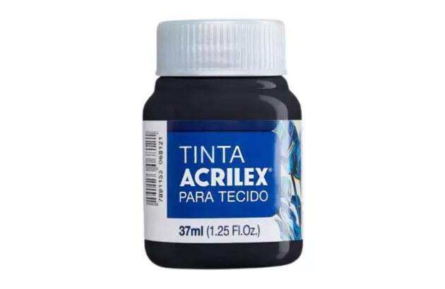 TINTA PARA TECIDO FOSCA 37ML PRETO 520 - UNIDADE | ACRILEX 4140