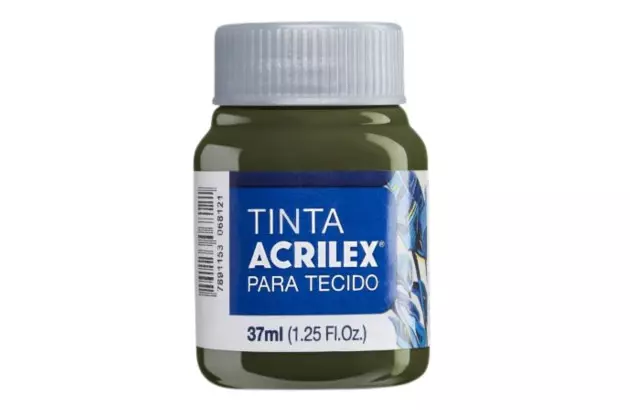 TINTA PARA TECIDO FOSCA 37ML VERDE OLIVA 545 - UNIDADE | ACRILEX 4140