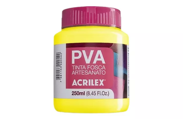 TINTA PVA FOSCA PARA ARTESANATO 250ML AMARELO LIMÃO 504 - UNIDADE | ACRILEX 3225