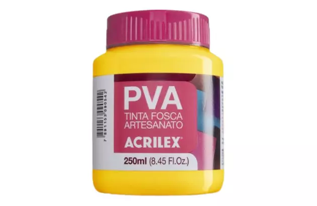 TINTA PVA FOSCA PARA ARTESANATO 250ML AMARELO OURO 505 - UNIDADE | ACRILEX 3225