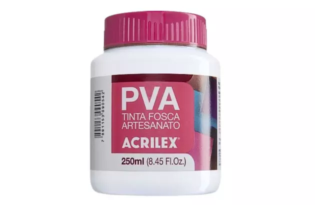 TINTA PVA FOSCA PARA ARTESANATO 250ML BRANCO 519 - UNIDADE | ACRILEX 3225