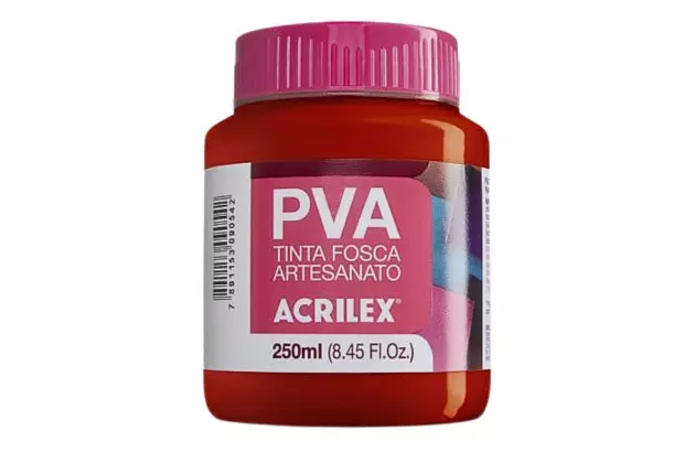 TINTA PVA FOSCA PARA ARTESANATO 250ML VERMELHO ESCARLATE 508 – UNIDADE | ACRILEX 3225