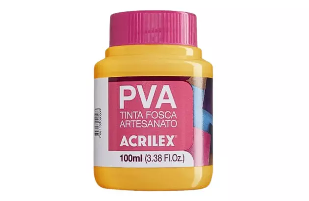 TINTA PVA FOSCA PARA ARTESANATO 100ML AMARELO GEMA 833 - UNIDADE | ACRILEX 3210
