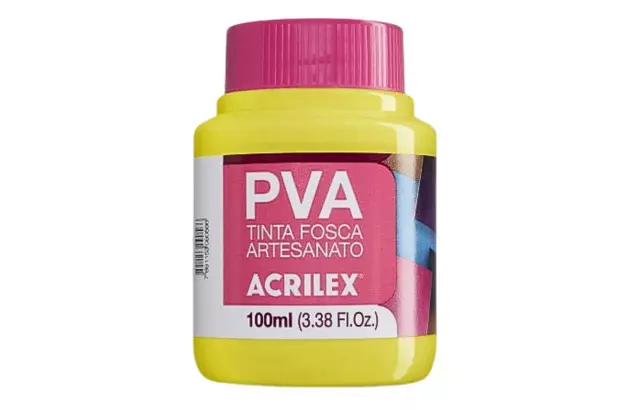 TINTA PVA FOSCA PARA ARTESANATO 100ML AMARELO LIMÃO 504 - UNIDADE | ACRILEX 3210