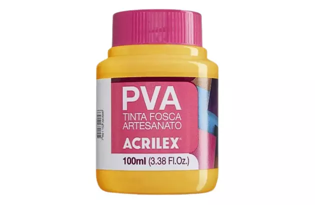 TINTA PVA FOSCA PARA ARTESANATO 100ML AMARELO OURO 505 - UNIDADE | ACRILEX 3210
