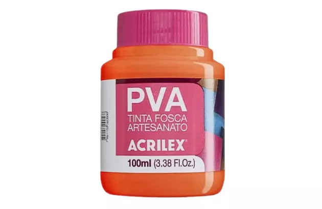 TINTA PVA FOSCA PARA ARTESANATO 100ML LARANJA 517 - UNIDADE | ACRILEX 3210