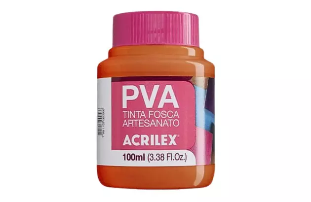 TINTA PVA FOSCA PARA ARTESANATO 100ML LARANJA ESCURO 832 - UNIDADE | ACRILEX 3210