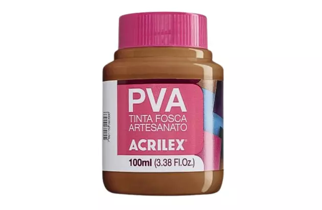 TINTA PVA FOSCA PARA ARTESANATO 100ML MARROM 531 - UNIDADE | ACRILEX REF 3210