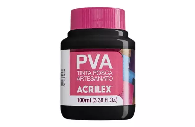 TINTA PVA FOSCA PARA ARTESANATO 100ML PRETO 520 - UNIDADE | ACRILEX 3210