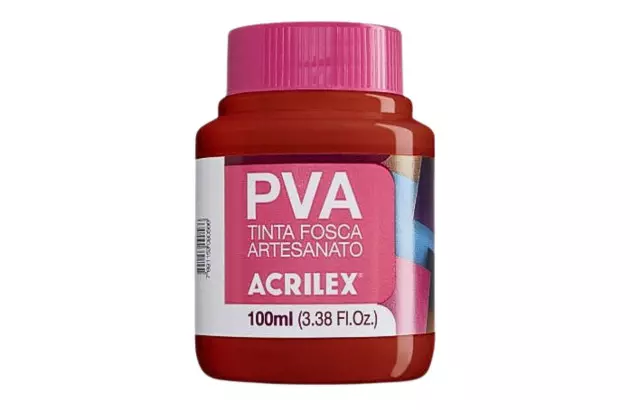 TINTA PVA FOSCA PARA ARTESANATO 100ML VERMELHO ESCARLATE 508 - UNIDADE | ACRILEX 3210