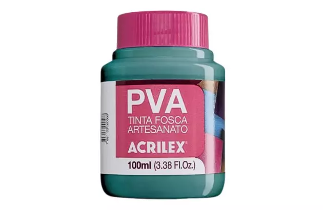 TINTA PVA FOSCA PARA ARTESANATO 100ML VERDE VIVO 558 - UNIDADE | ACRILEX 3210