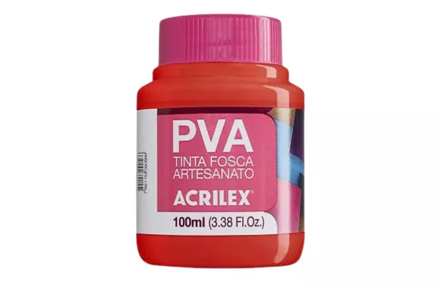 TINTA PVA FOSCA PARA ARTESANATO 100ML VERMELHO FOGO 507 - UNIDADE | ACRILEX 3210