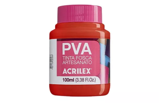 TINTA PVA FOSCA PARA ARTESANATO 100ML VERMELHO VIVO 541 - UNIDADE | ACRILEX 3210