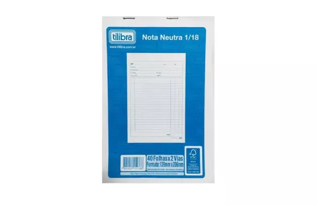 BLOCO DE NOTA NEUTRA 1/18 40 FOLHAS | TILIBRA