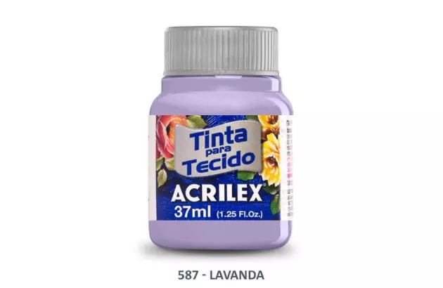 TINTA PARA TECIDO FOSCA 37ML LAVANDA 587 - UNIDADE | ACRILEX 4140