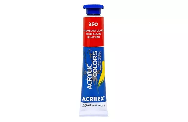 TINTA ACRÍLICA PARA TELA ACRYLIC COLORS 20ML VERMELHO CLARO 350 - UNIDADE | ACRILEX 13123