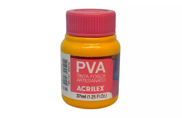 TINTA PVA FOSCA PARA ARTESANATO 37ML AMARELO CÁDMIO 536 - UNIDADE | ACRILEX 3240
